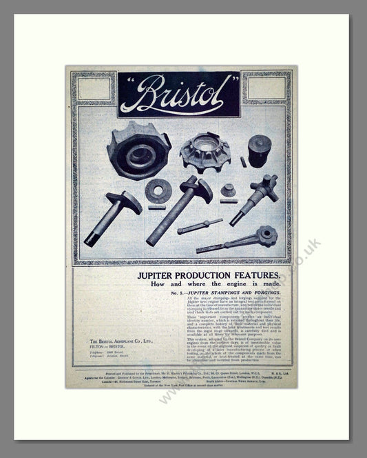 Bristol - Jupiter Aircooled Engine. Vintage Advert 1928 (ref AD62675)
