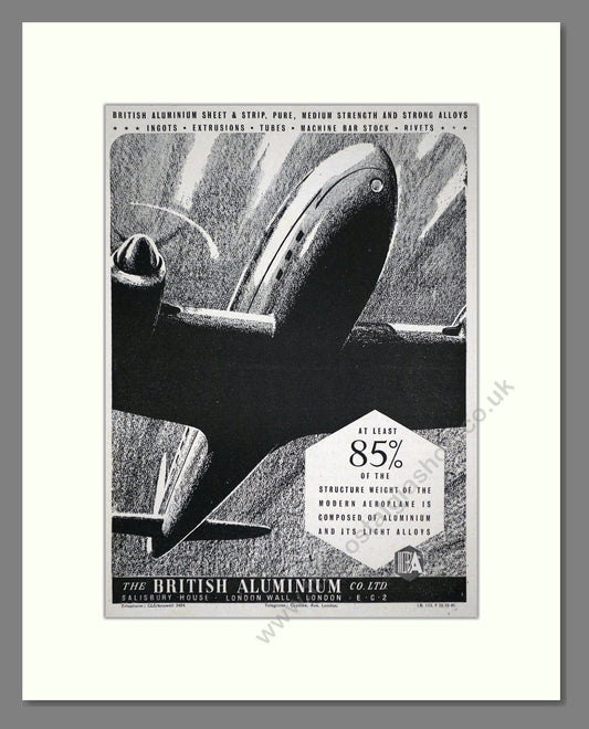 British Aluminium Co - 85% Structure. Vintage Advert 1945 (ref AD62684)