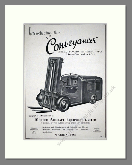 Messier Aircraft Equipment - Conveyancer. Vintage Advert 1946 (ref AD62688)