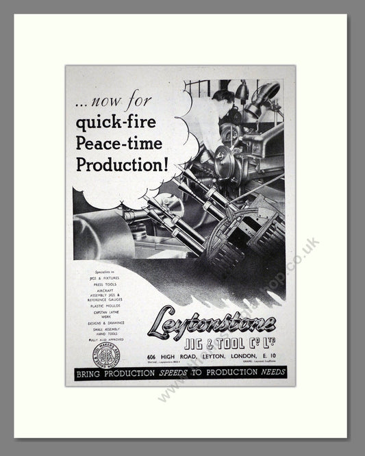 Leytonstone - Jigs and Tools. Vintage Advert 1945 (ref AD62701)