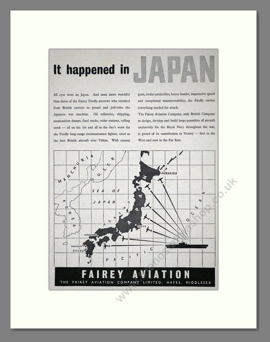 Fairey Aviation - It Happened In Japan. Vintage Advert 1945 (ref AD62727)