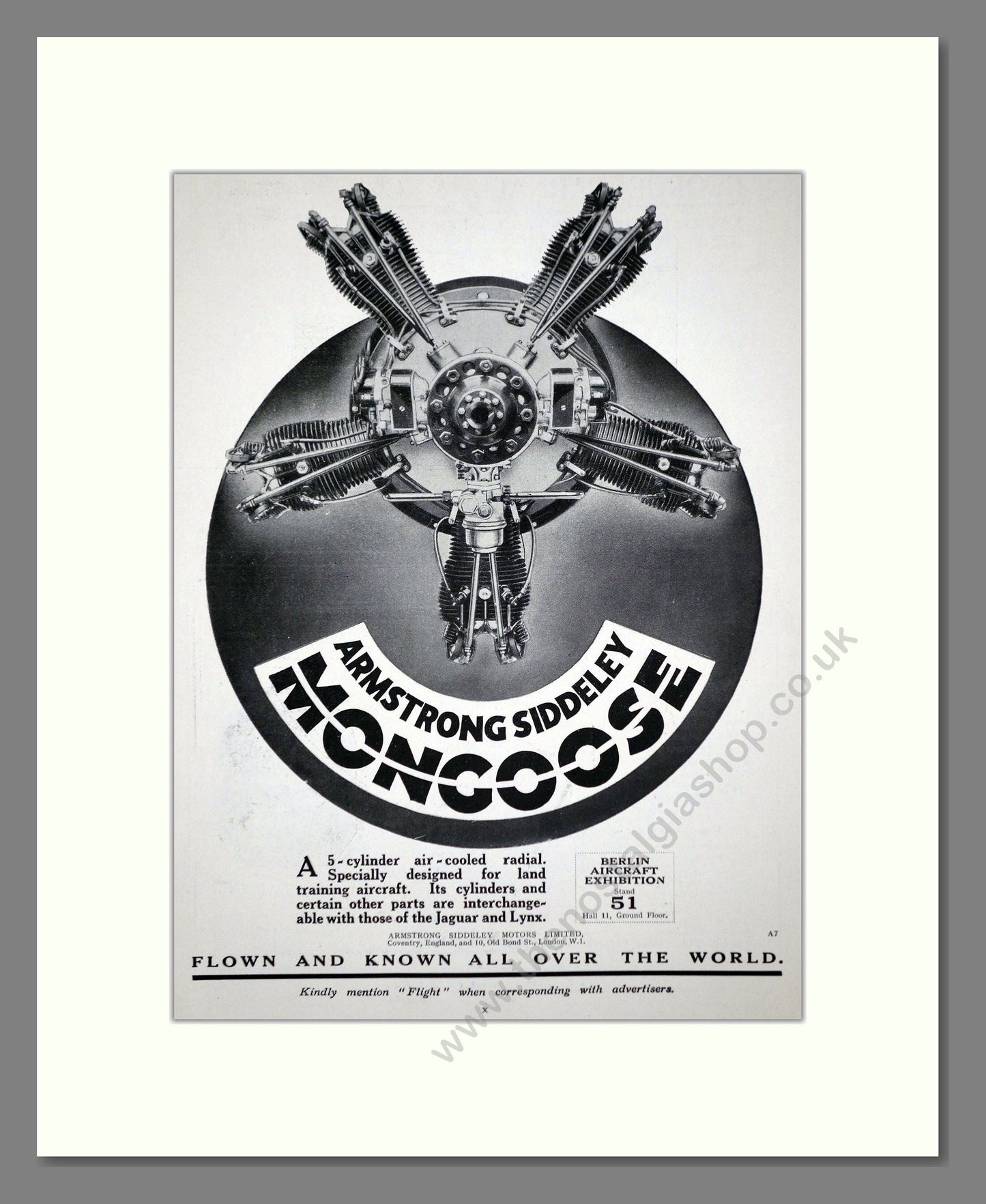 Armstrong Siddeley - Mongoose. Vintage Advert 1928 (ref AD62735)