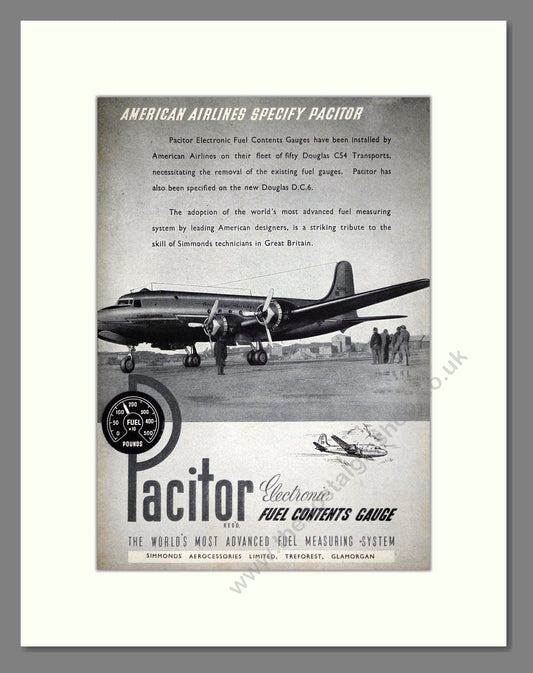 Pacitor - Fuel Gauge. Vintage Advert 1947 (ref AD62761)