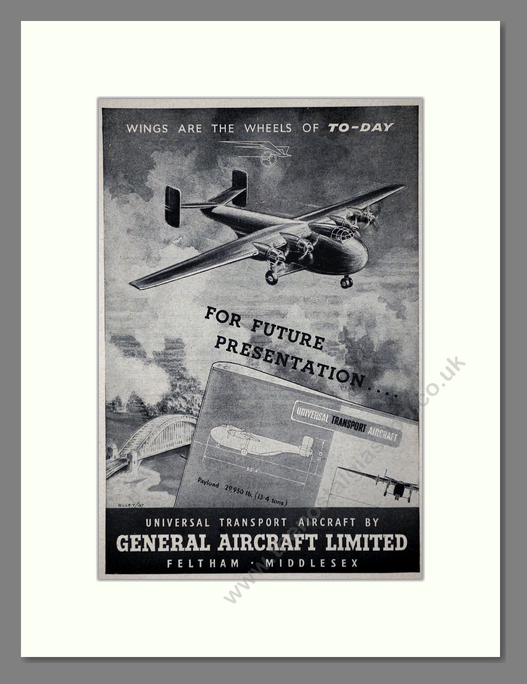 General Aircraft Limited - Universal Transport Aircraft. Vintage Advert 1947 (ref AD62762)