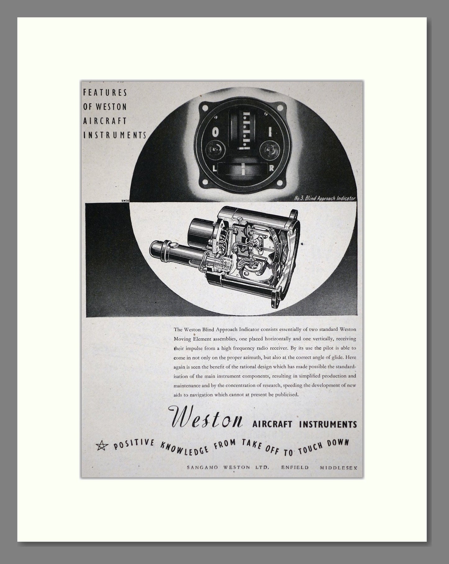 Weston - Aircraft Instruments. Vintage Advert 1945 (ref AD62772)