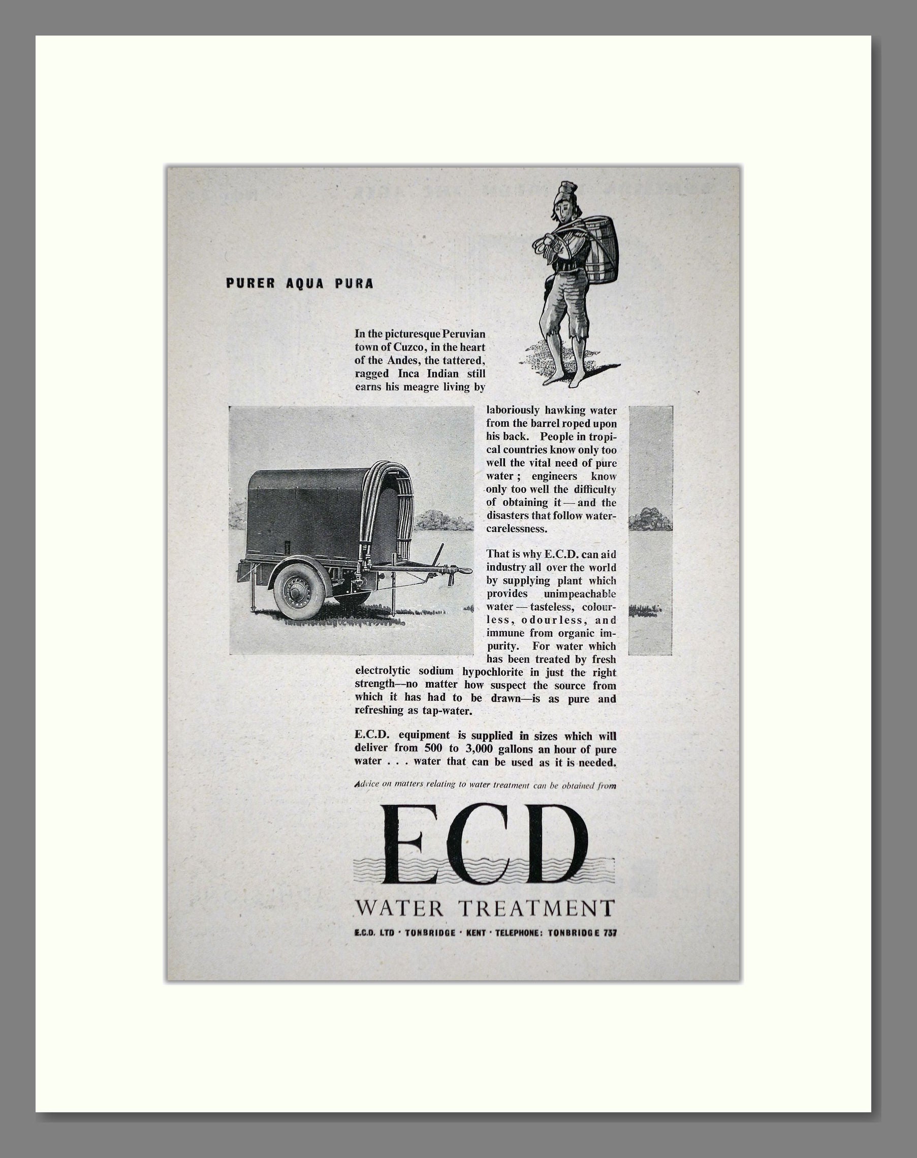 ECD - Water Treatment. Vintage Advert 1944 (ref AD62774)