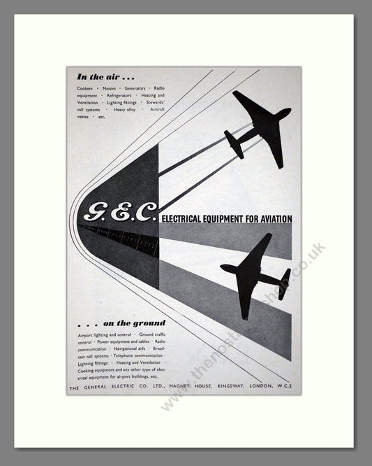 GEC - Electrical Systems. Vintage Advert 1952 (ref AD62782)