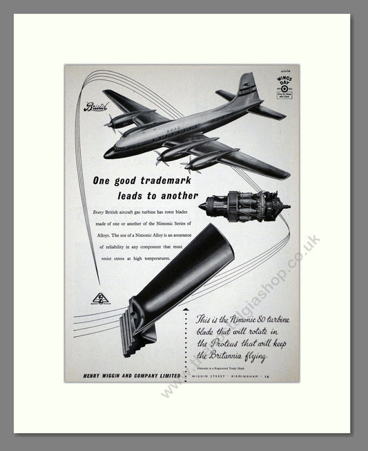 Henry Wiggin - Turbine Blade. Vintage Advert 1952 (ref AD62787)