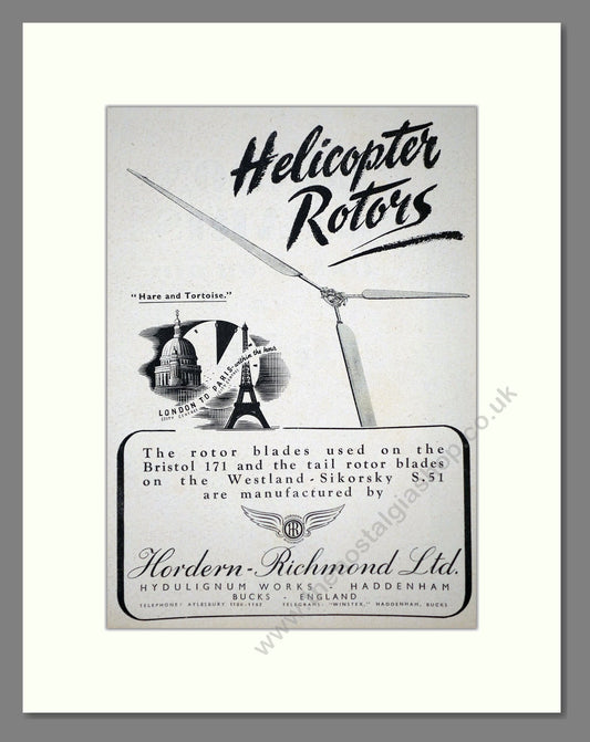 Hordern Richmond - Helicopter Rotors. Vintage Advert 1948 (ref AD62794)
