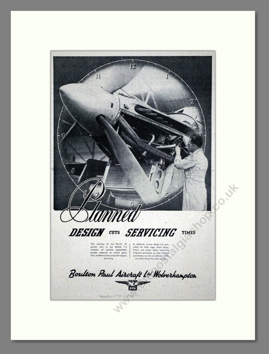 Boulton Paul - Planned Design Cuts Servicing Time. Vintage Advert 1949 (ref AD62806)
