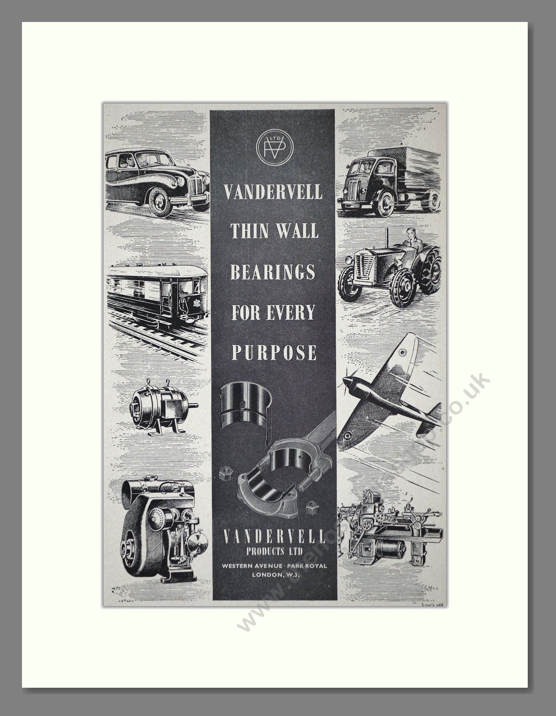 Vandervell - Thin Wall Bearings. Vintage Advert 1950 (ref AD62811)