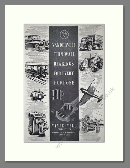 Vandervell - Thin Wall Bearings. Vintage Advert 1950 (ref AD62811)