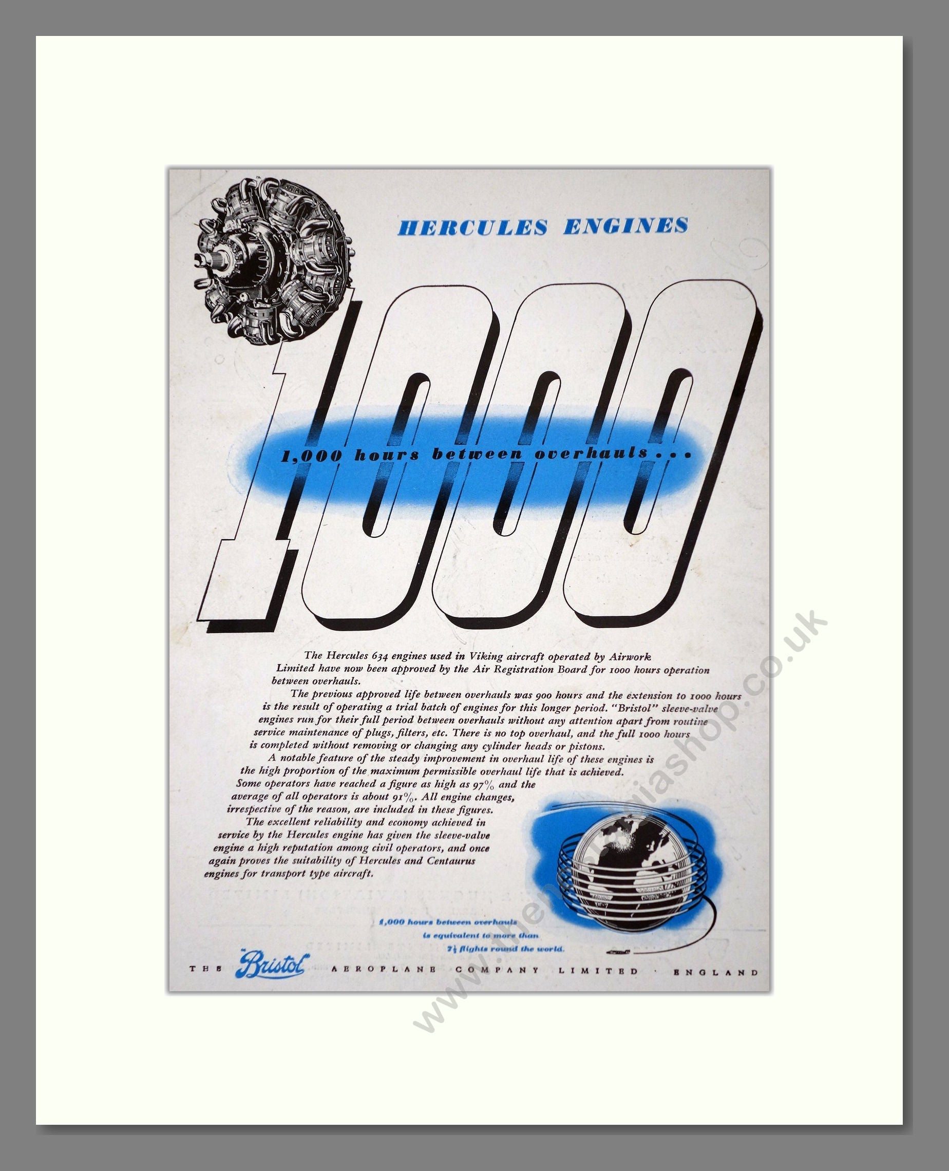 Bristol - Hercules Engine. Vintage Advert 1950 (ref AD62812)