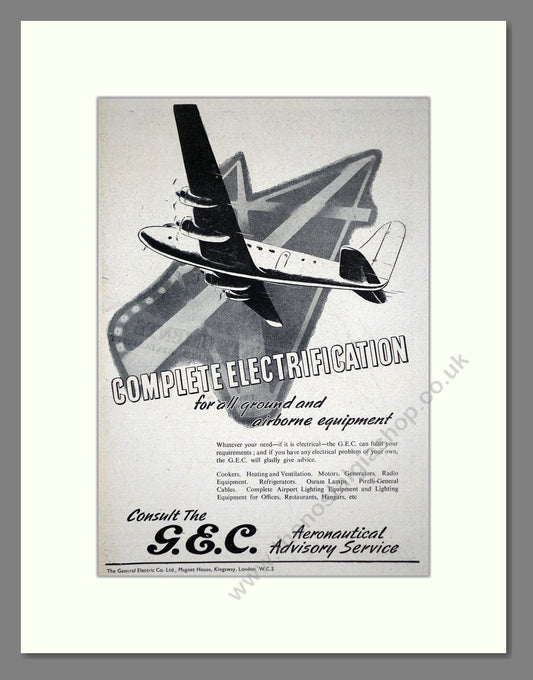 GEC - Electrical Systems. Vintage Advert 1948 (ref AD62814)