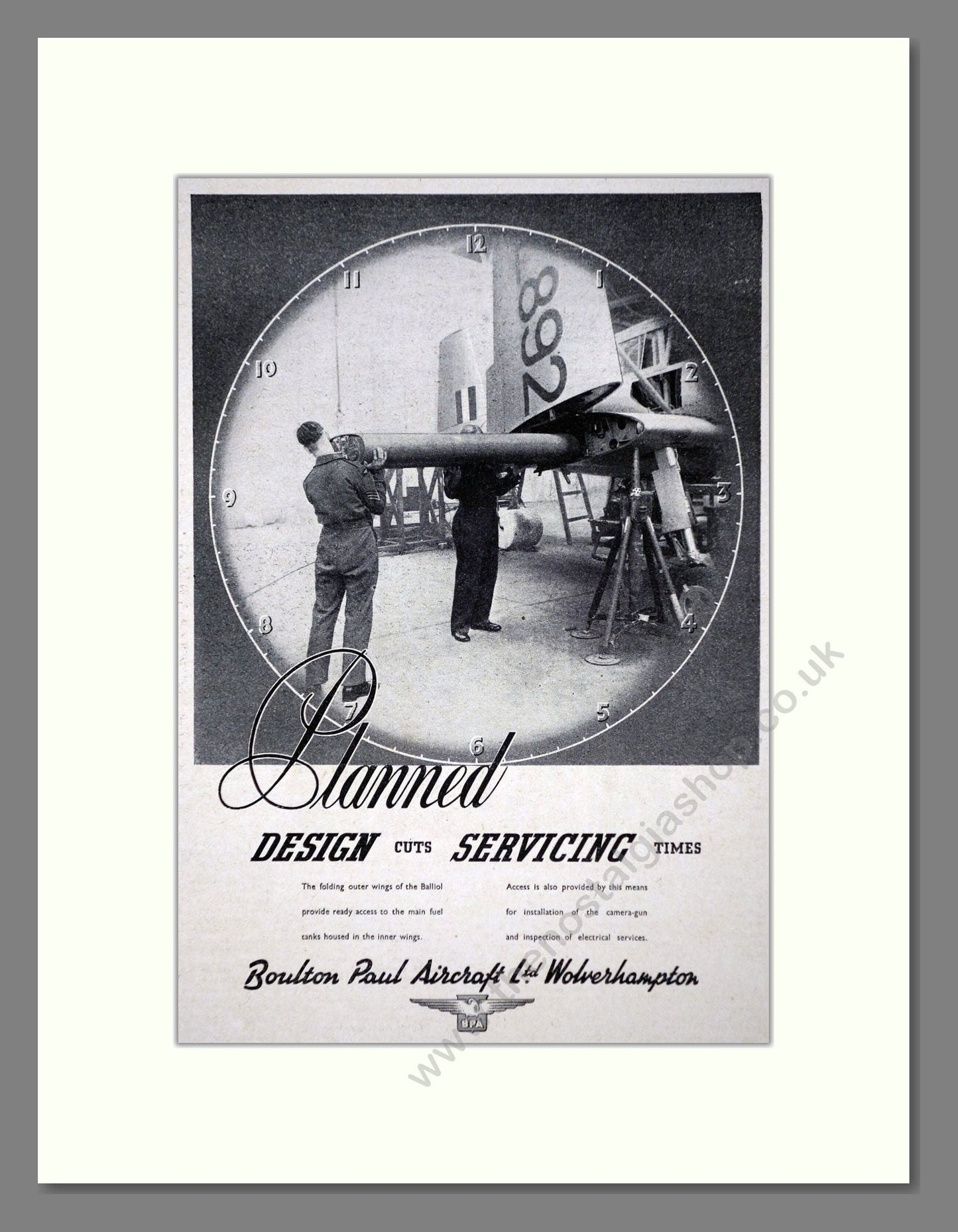 Boulton Paul - Planned Design Cuts Servicing Time. Vintage Advert 1949 (ref AD62819)
