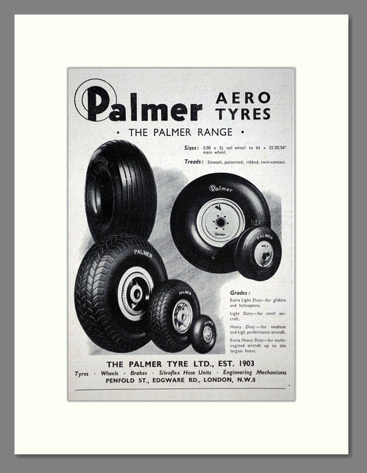 Palmer Tyres - Palmer Range. Vintage Advert 1949 (ref AD62820)