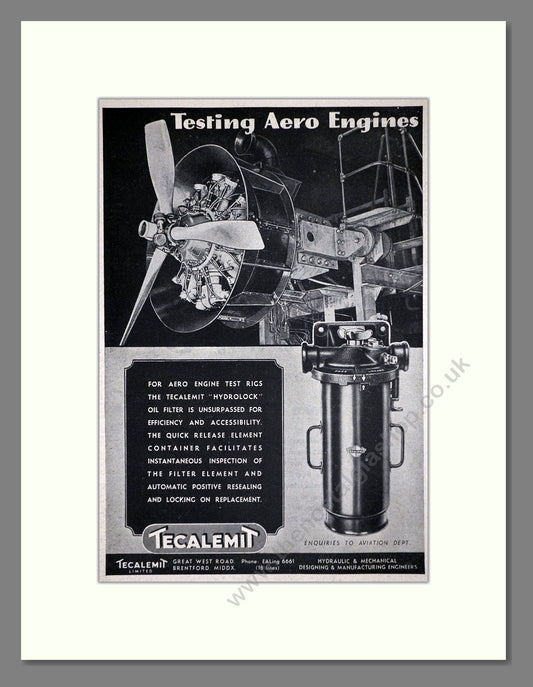 Tecalemit - Testing Aero Engines. Vintage Advert 1946 (ref AD62822)