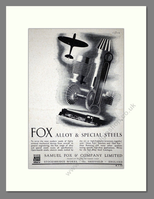 Samuel Fox - Alloy and Special Steel. Vintage Advert 1947 (ref AD62825)