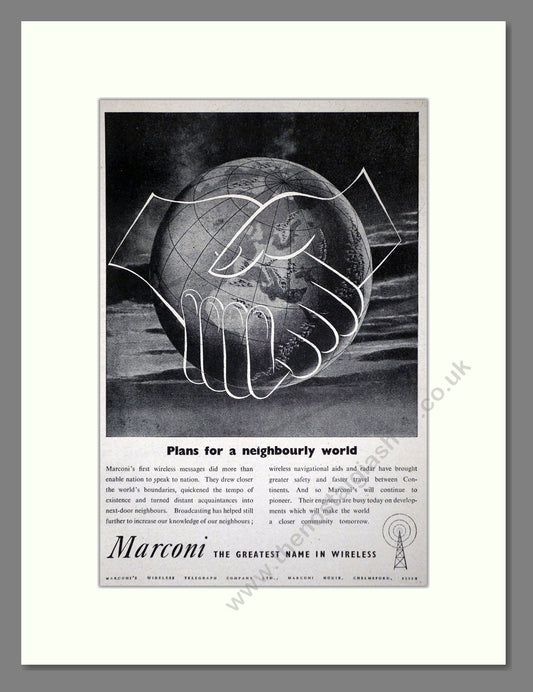 Marconi - Plans For A Neighbourly World. Vintage Advert 1948 (ref AD62839)