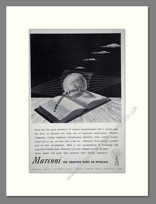 Marconi - A New Chapter In A Great Adventure. Vintage Advert 1948 (ref AD62840)