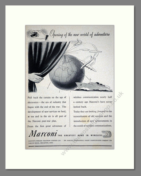 Marconi - Opening Of The New World Of Adventure. Vintage Advert 1947 (ref AD62843)