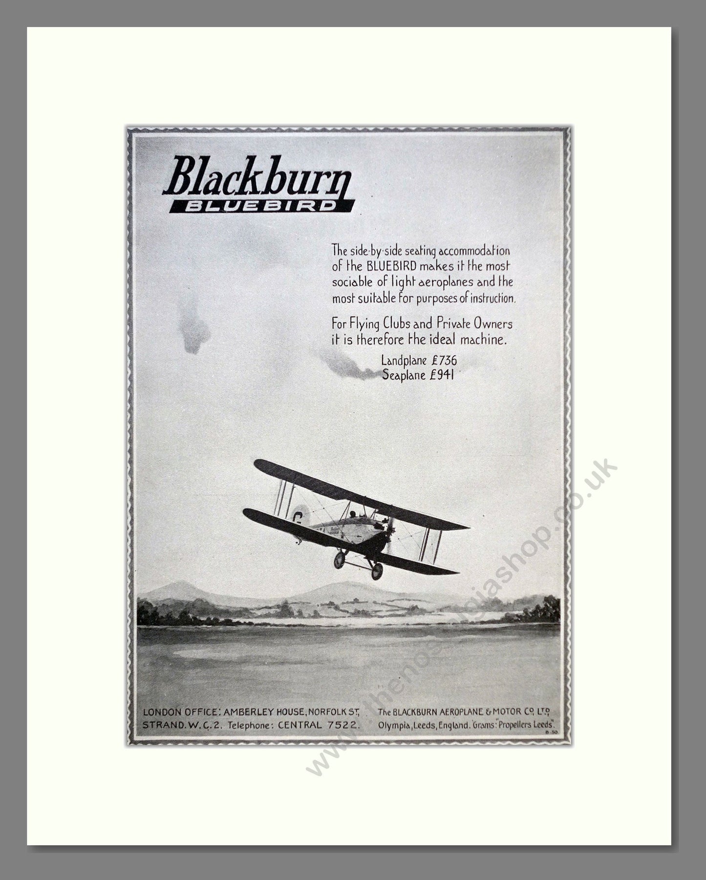 Blackburn - Bluebird. Vintage Advert 1928 (ref AD62853)