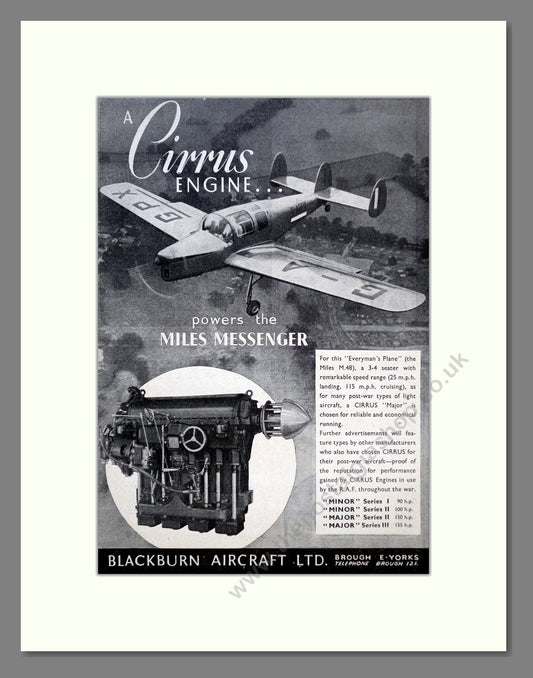 Blackburn - Miles Messenger. Vintage Advert 1945 (ref AD62855)