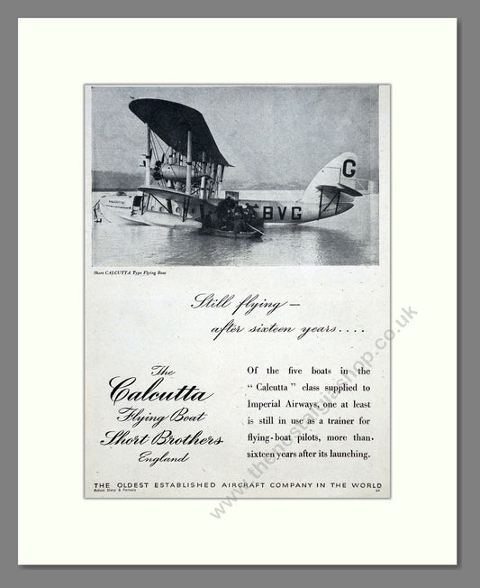 Short Bros Ltd - Calcutta Flying Boat. Vintage Advert 1945 (ref AD62857)