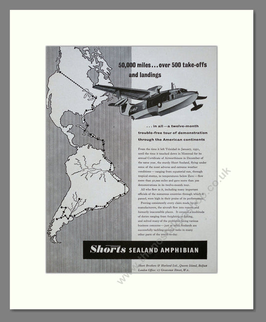 Short Bros Ltd - Sealand Amphibian. Vintage Advert 1952 (ref AD62861)