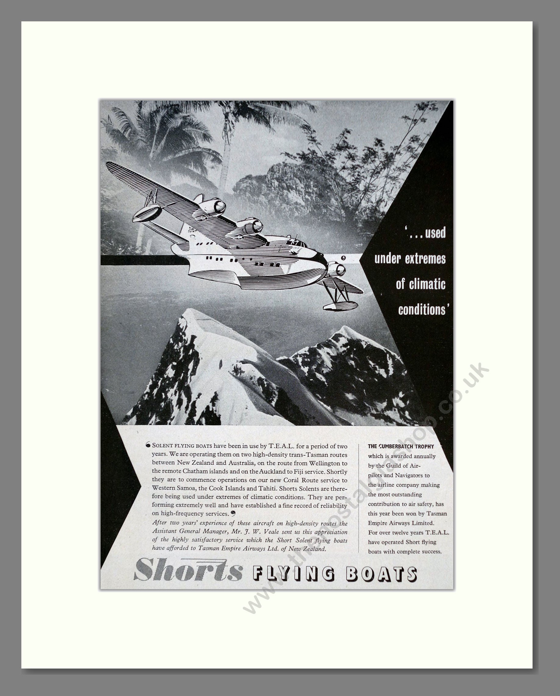 Short Bros Ltd - Flying Boats. Vintage Advert 1952 (ref AD62862)