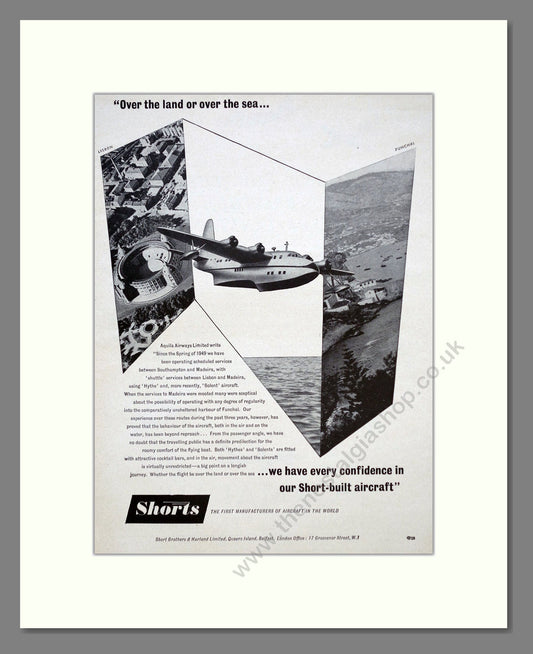 Short Bros Ltd - Aquila Airways. Vintage Advert 1952 (ref AD62863)