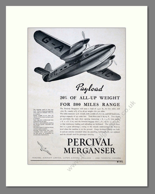 Percival - Merganser. Vintage Advert 1946 (ref AD62870)