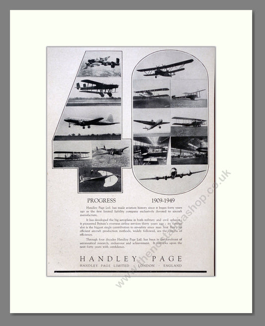 Handley Page - Progress 1909-1949. Vintage Advert 1949 (ref AD62886)