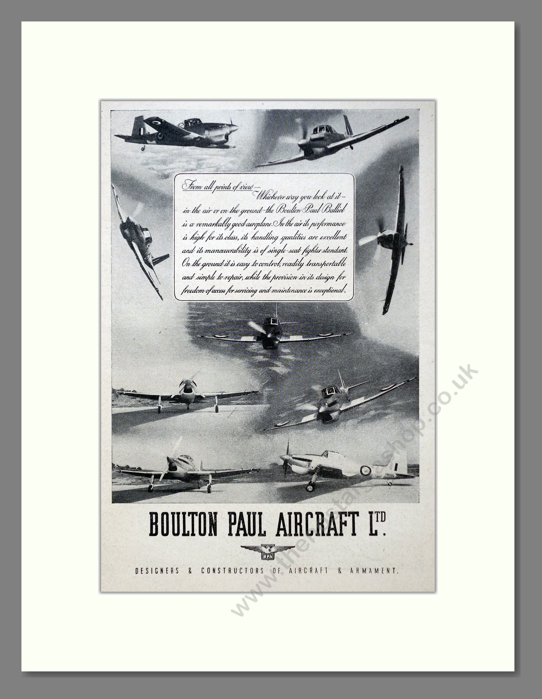 Boulton Paul - Balliol. Vintage Advert 1950 (ref AD62890)