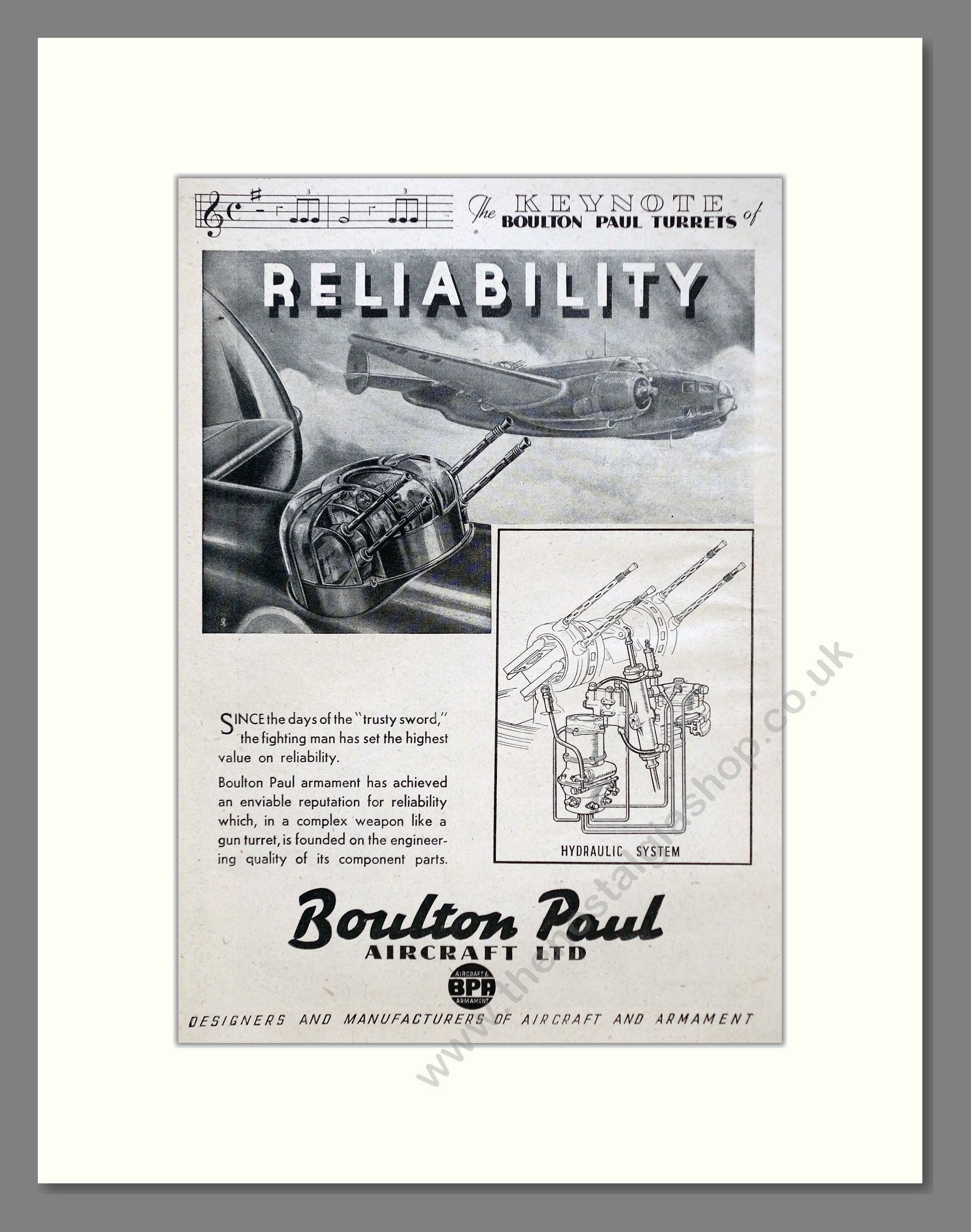 Boulton Paul - Reliability. Vintage Advert 1944 (ref AD62894)