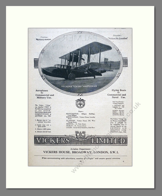 Vickers - Viking. Vintage Advert 1922 (ref AD62913)