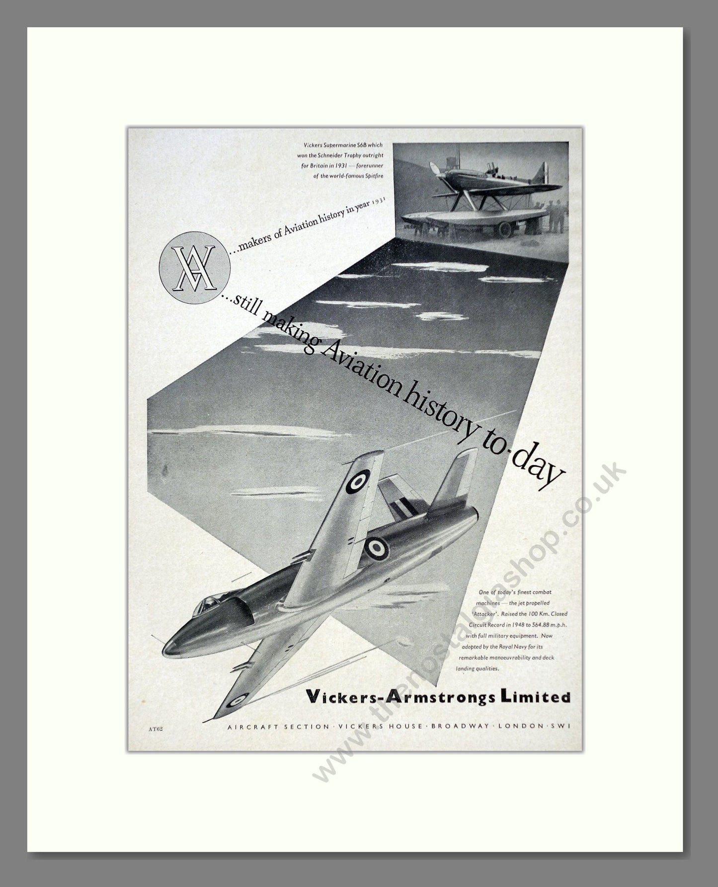 Vickers-Armstrongs - Supermarine / Attacker. Vintage Advert 1949 (ref AD62926)