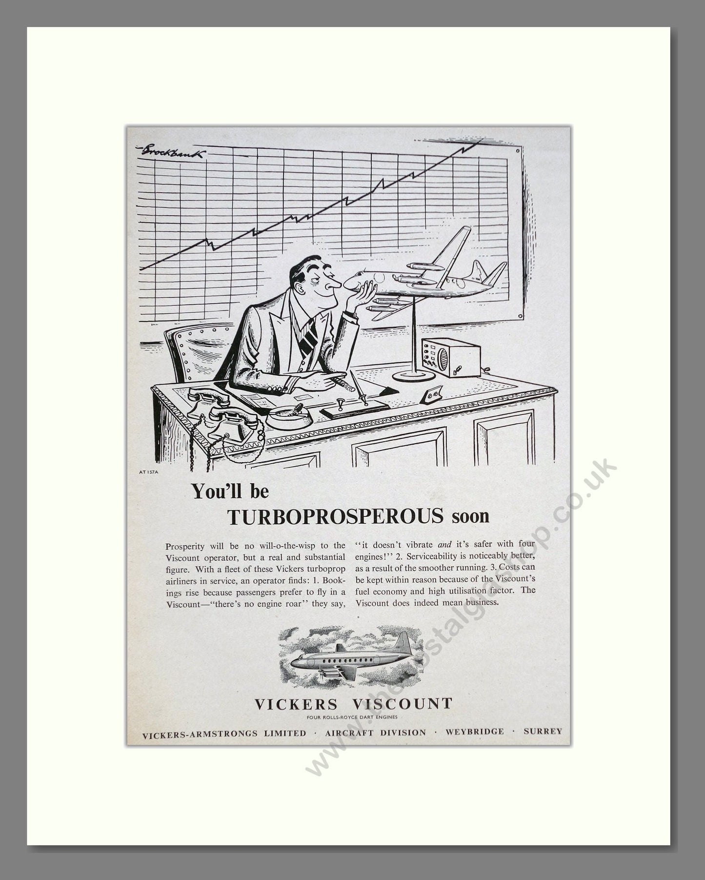 Vickers - Viscount. Vintage Advert 1952 (ref AD62929)
