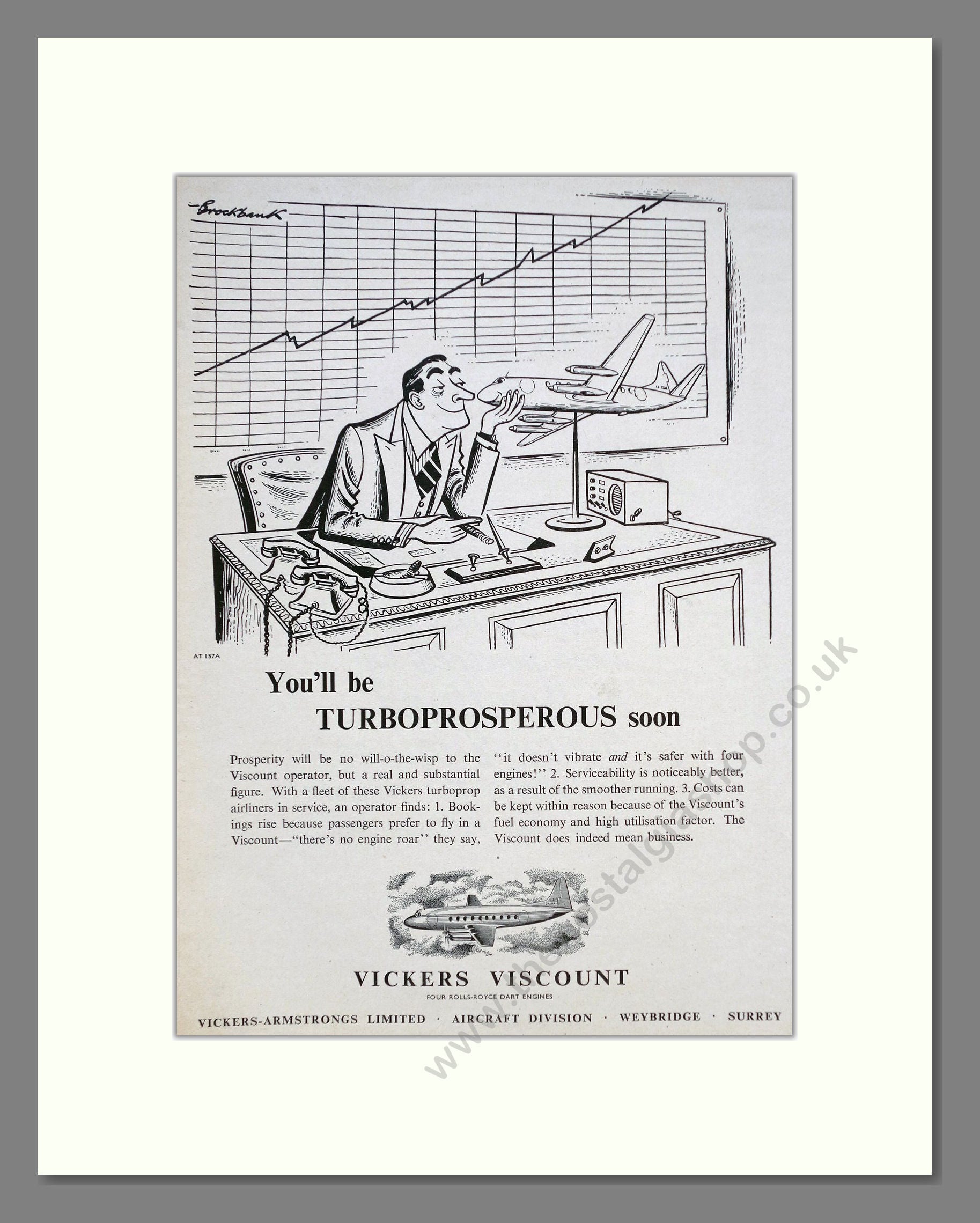 Vickers - Viscount. Vintage Advert 1952 (ref AD62929)