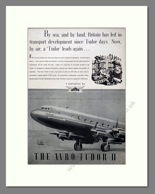Avro - Tudor II. Vintage Advert 1947 (ref AD62940)