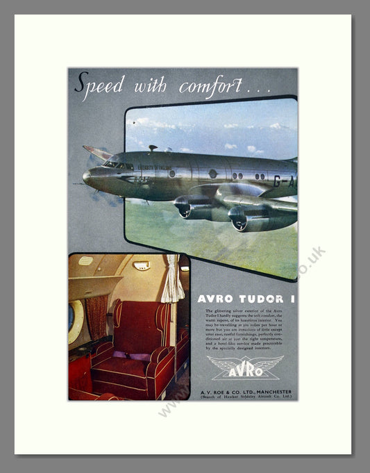 Avro - Tudor I. Vintage Advert 1947 (ref AD62942)