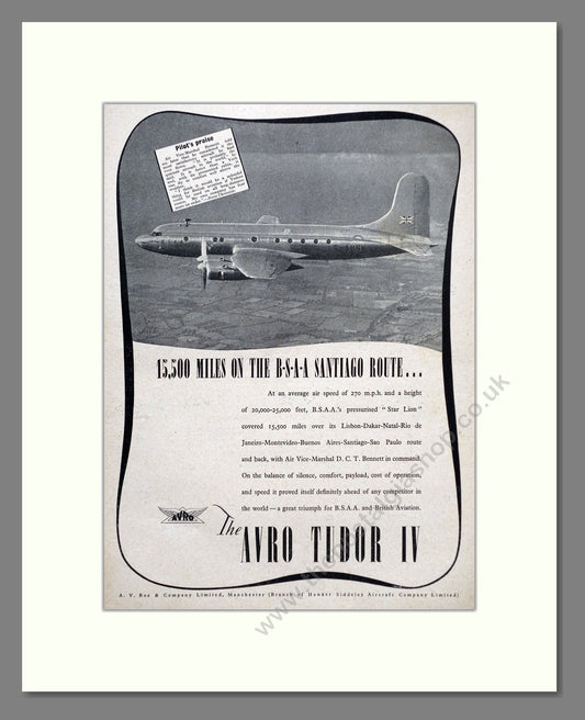 Avro - Tudor IV. Vintage Advert 1947 (ref AD62943)
