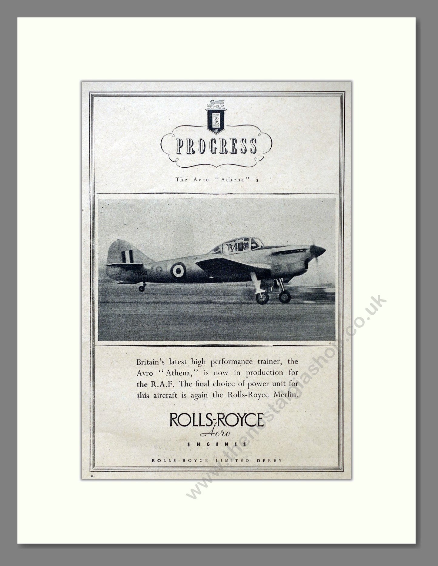 Avro - Athena Rolls-Royce. Vintage Advert 1949 (ref AD62945)