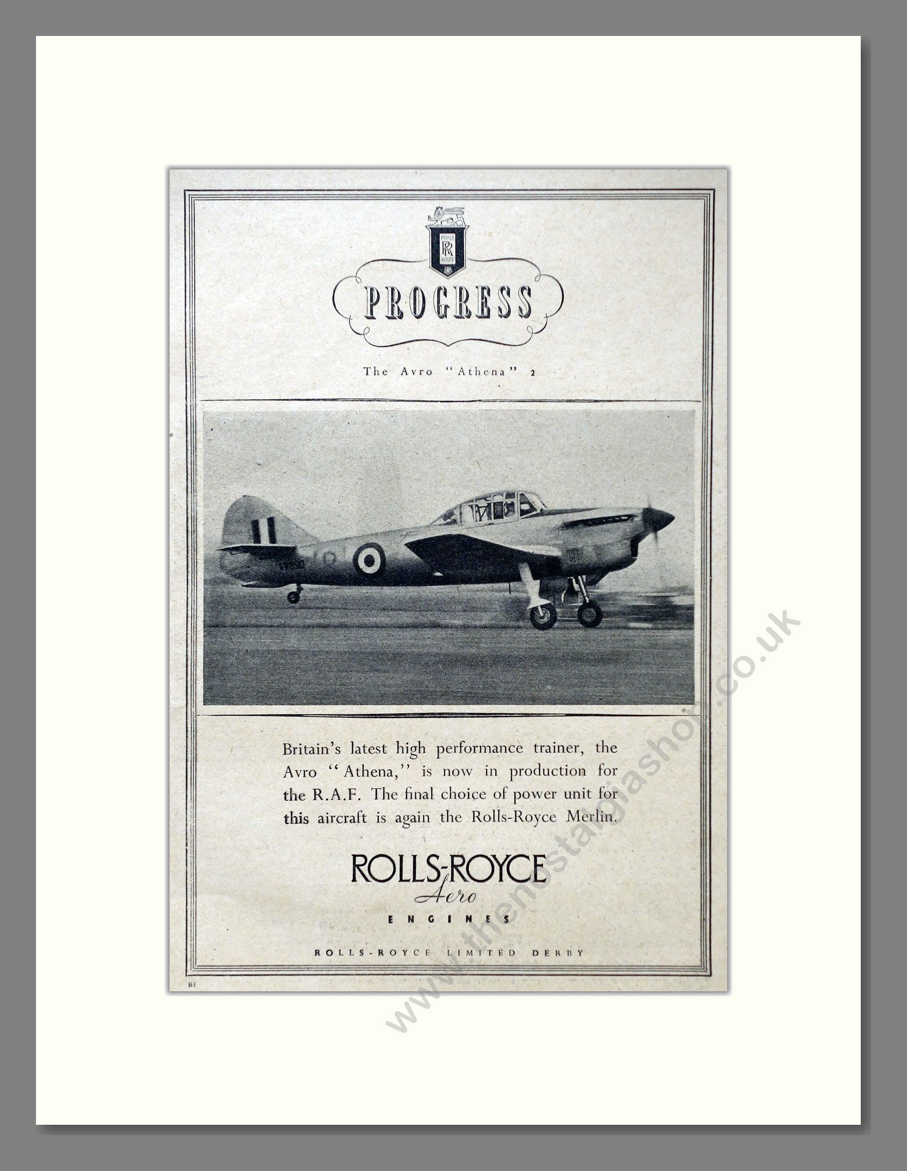 Avro - Athena Rolls-Royce. Vintage Advert 1949 (ref AD62945)