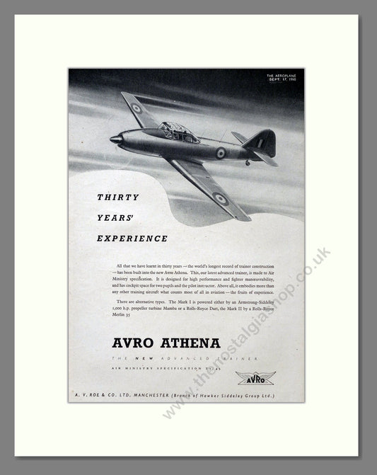 Avro - Athena. Vintage Advert 1948 (ref AD62949)