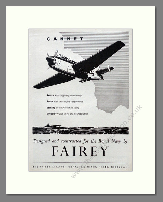 Fairey - Gannet. Vintage Advert 1952 (ref AD62973)