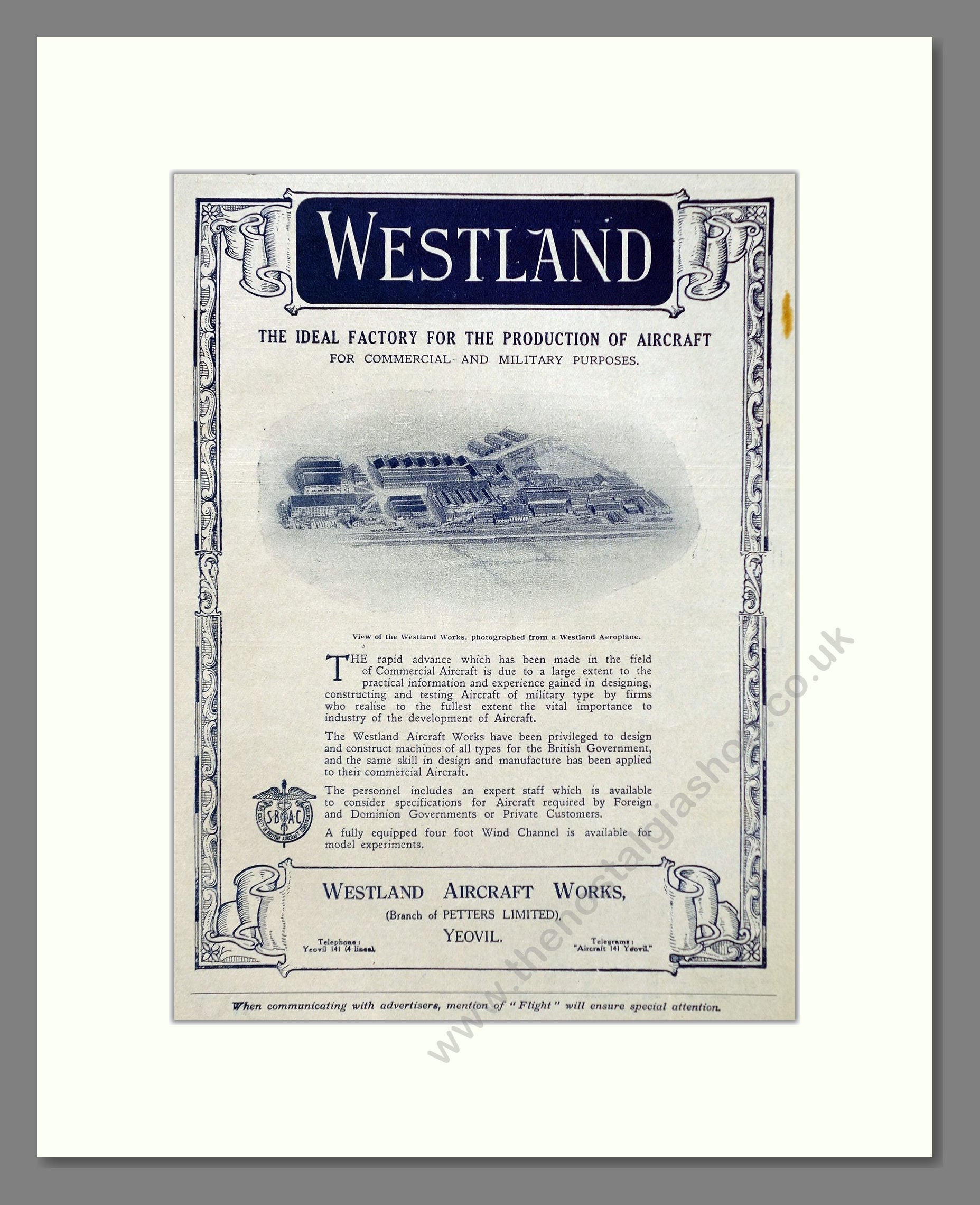 Westland - Factory. Vintage Advert 1925 (ref AD62992)