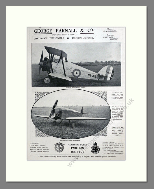 George Parnall - Plover / Pixie. Vintage Advert 1926 (ref AD62998)