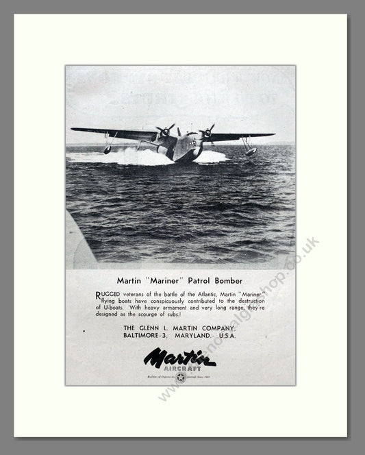 Martin - Mariner Patrol Bomber. Vintage Advert 1944 (ref AD63000)