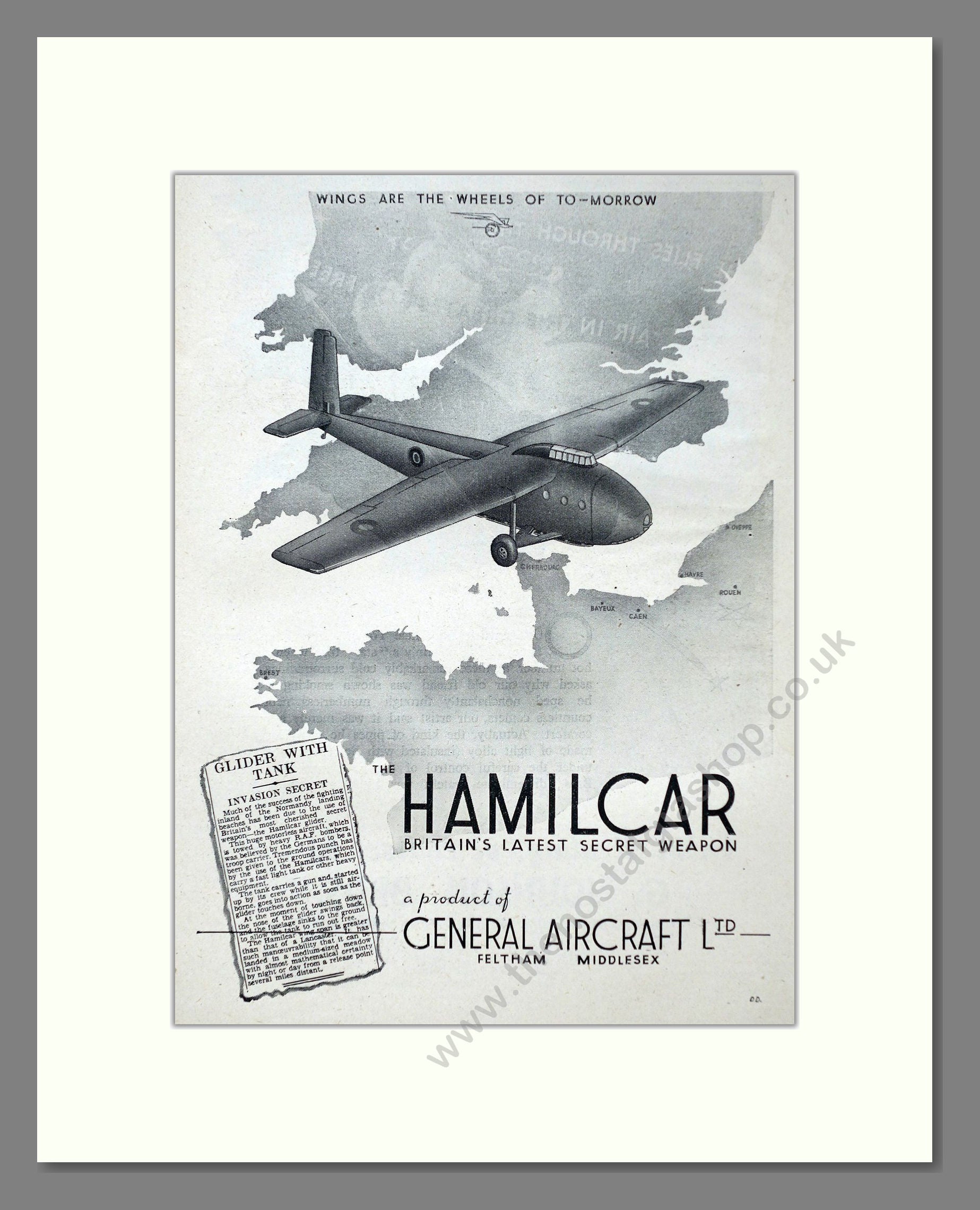 General Aircraft - Hamilcar Glider. Vintage Advert 1944 (ref AD63005)